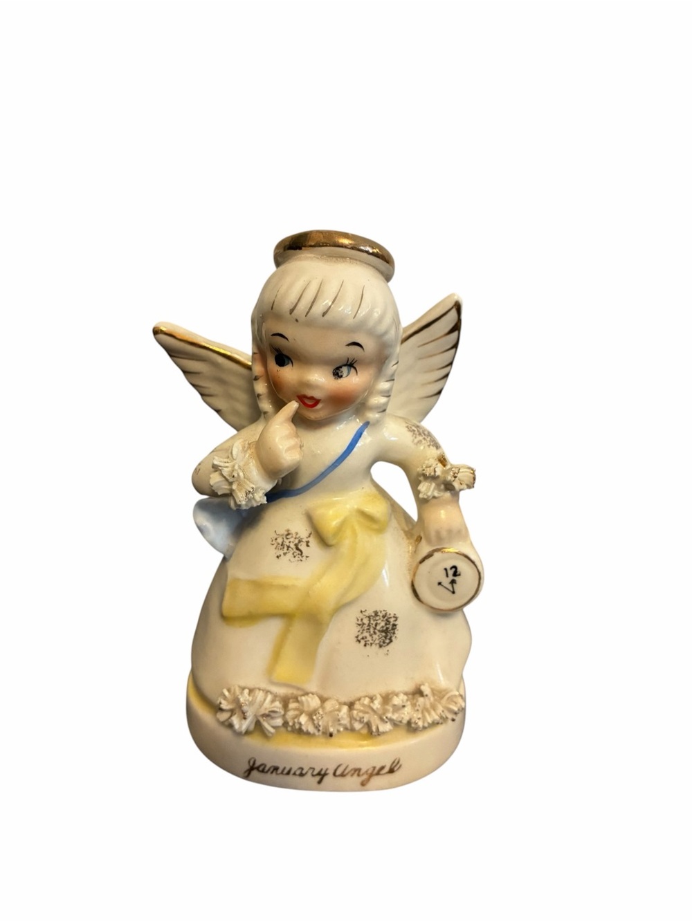Napco "Angel of the Month" January Porcelain Figurine 50's Vintage